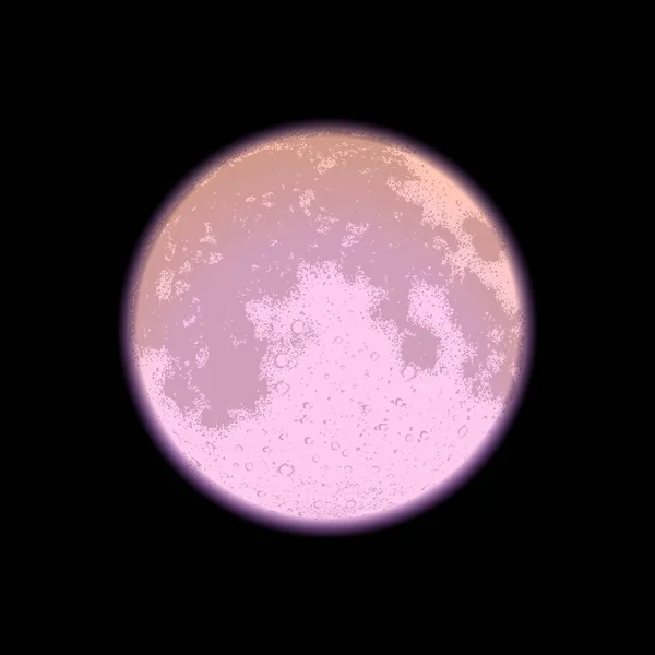 Lua cheia sobre fundo preto, céu noturno, ilustração vetorial — Vetor de Stock