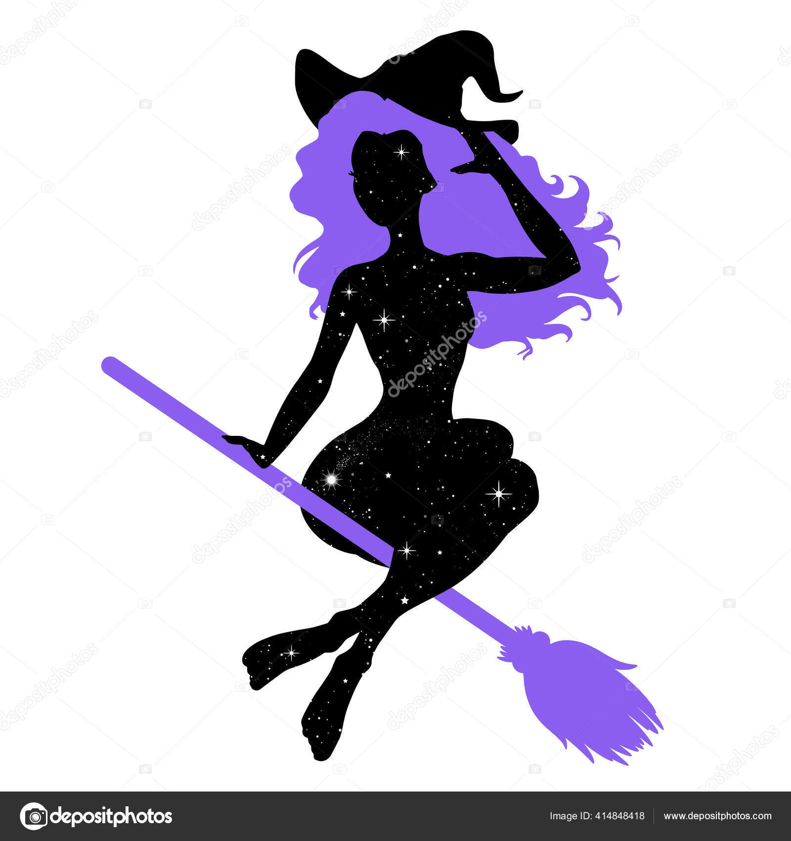 Silueta Bruja Montando Escoba Mujer Sexy Ilustración Vectorial Vector de  stock por ©littlepaw 414848418