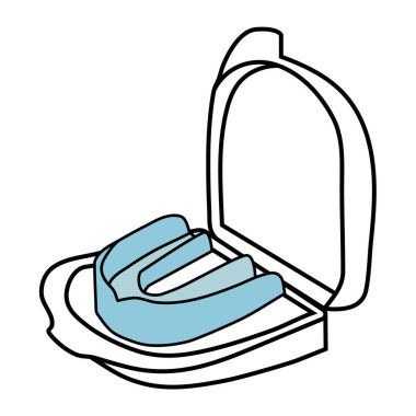 Bruksizm Diş Nöbeti Ağız Koruyucusu Dava Vektörü İllüstrasyon Çizgisi Sanat Minimalisti