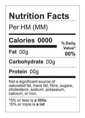 Kanada için Düzenlenebilir Beslenme Gerçekleri Şablonu Basitleştirilmiş Standart Dikey