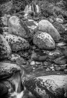 Huzurlu çağlayan siyah beyaz