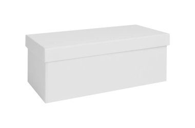 Beyaz arka plan üzerinde izole beyaz karton kutu. Mockup tasarım kutusu.