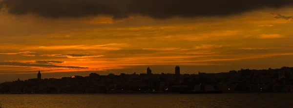 Istanbul silhouette. Sunset view of istanbul, Turkey