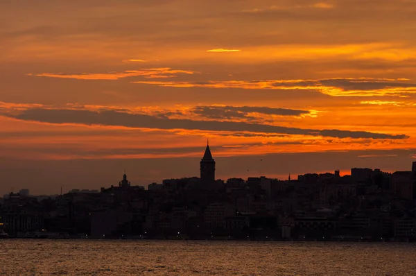 Istanbul silhouette. Sunset view of istanbul, Turkey