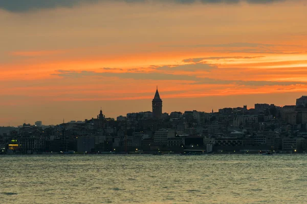 Istanbul silhouette. Sunset view of istanbul, Turkey