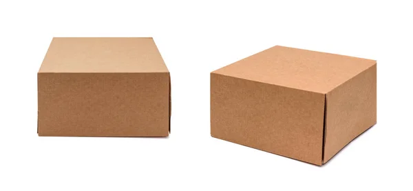 Kraft Cardboard Box Isolated White Background — Stock Photo, Image