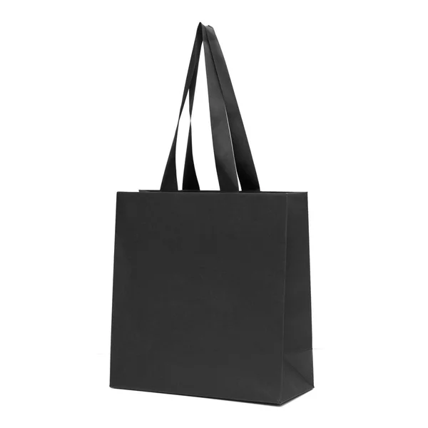 Black Paper Shopping Bag White Background — Stock Photo, Image