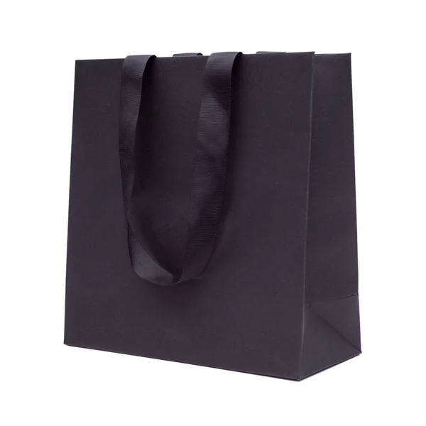 Recycled Black Paper Shopping Bag White Background — Stock Photo, Image