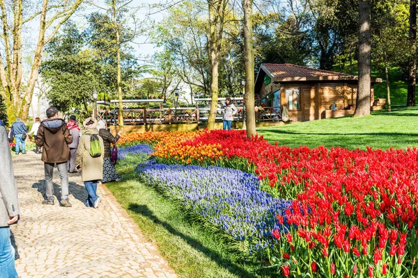 Istanbul Turkiet April 2019 Istanbul Tulip Festival Emirgan Park Färgglada — Stockfoto