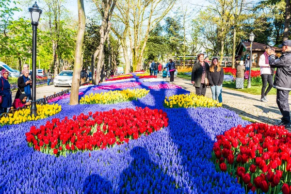 Istanbul Turkiet April 2019 Istanbul Tulip Festival Emirgan Park Färgglada — Stockfoto