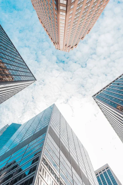 Skyscrapers Фінансовому Районі Манхеттена Нью Йорк Сша Вигляд Сучасних Хмарочосів — стокове фото