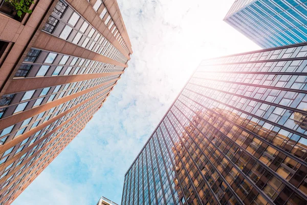 Skyscrapers Finance District Manhattan New York Usa Perspective View Modern — Stock Photo, Image