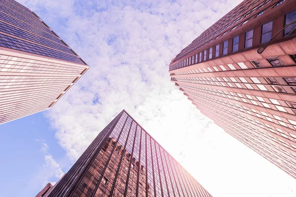 Skyscrapers Finance District Manhattan New York Usa Perspective View Modern — Stock Photo, Image