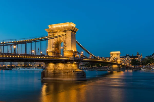 Chain Bridge Szechenyi Lanchid Nuit Budapest Budapest Hongrie — Photo