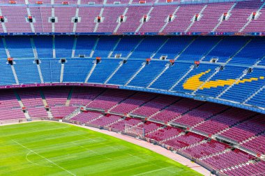 Barcelona, İspanya - 28 Mayıs 2016: Kamp Nou. Nou Kampı 'nın panoramik manzarası. Futbol kulübü Barcelona 'nın stadyumu..