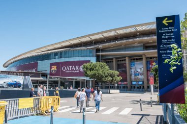 Barcelona, İspanya - 28 Mayıs 2016: Kamp Nou. Nou Kampı 'nın panoramik manzarası. Futbol kulübü Barcelona 'nın stadyumu..