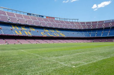 Barcelona, İspanya - 28 Mayıs 2016: Kamp Nou. Nou Kampı 'nın panoramik manzarası. Futbol kulübü Barcelona 'nın stadyumu..