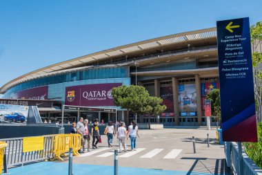 Barcelona, İspanya - 28 Mayıs 2016: Kamp Nou. Nou Kampı 'nın panoramik manzarası. Futbol kulübü Barcelona 'nın stadyumu..