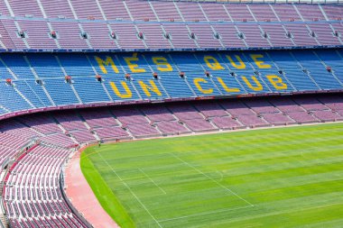 Barcelona, İspanya - 28 Mayıs 2016: Kamp Nou. Nou Kampı 'nın panoramik manzarası. Futbol kulübü Barcelona 'nın stadyumu..