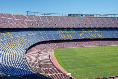 Barcelona, İspanya - 28 Mayıs 2016: Kamp Nou. Nou Kampı 'nın panoramik manzarası. Futbol kulübü Barcelona 'nın stadyumu..
