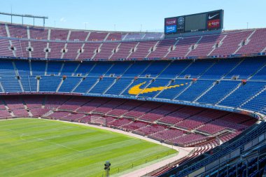 Barcelona, İspanya - 28 Mayıs 2016: Kamp Nou. Nou Kampı 'nın panoramik manzarası. Futbol kulübü Barcelona 'nın stadyumu..