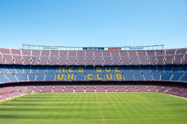 Barcelona, İspanya - 28 Mayıs 2016: Kamp Nou. Nou Kampı 'nın panoramik manzarası. Futbol kulübü Barcelona 'nın stadyumu..