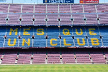 Barcelona, İspanya - 28 Mayıs 2016: Kamp Nou. Nou Kampı 'nın panoramik manzarası. Futbol kulübü Barcelona 'nın stadyumu..