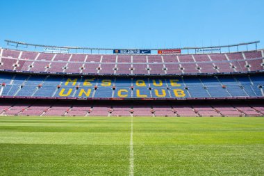 Barcelona, İspanya - 28 Mayıs 2016: Kamp Nou. Nou Kampı 'nın panoramik manzarası. Futbol kulübü Barcelona 'nın stadyumu..