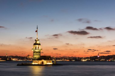 İstanbul, Türkiye 'deki Bakire Kulesi (KIZ KULESI - USKUDAR) 