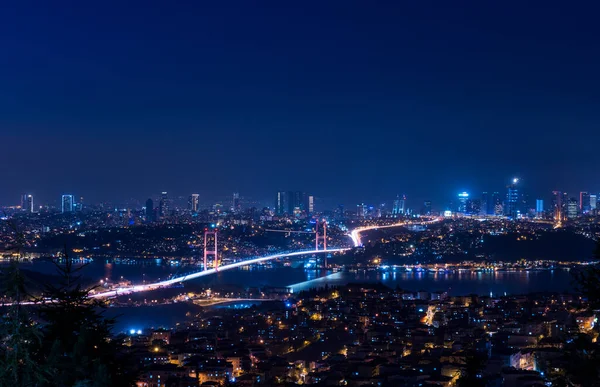 Pont Bosphore Istanbul Coucher Soleil Juillet Pont Des Martyrs Vue — Photo