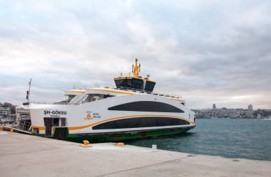 İSTANBUL, TURKEY - 30 Mayıs 2015: İstanbul Boğazı 'nda yeni tasarım feribotu. İstanbul, Türkiye.