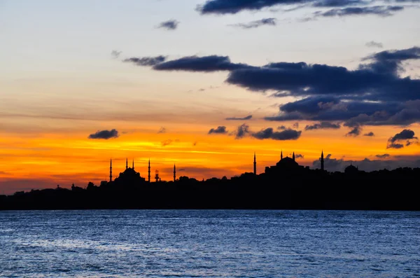 Istanbulská Silueta Pohled Západ Slunce Istanbulu Turecko — Stock fotografie