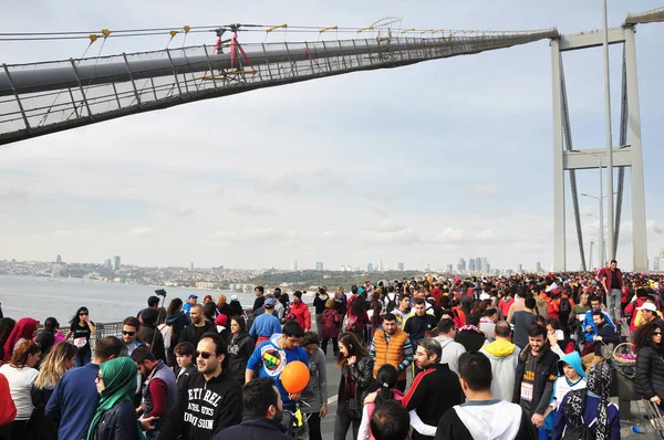 Stanbul Kasım Vodafone Stanbul Maratonu Gerçekten Kıtalararası Benzersiz Bir Olay — Stok fotoğraf