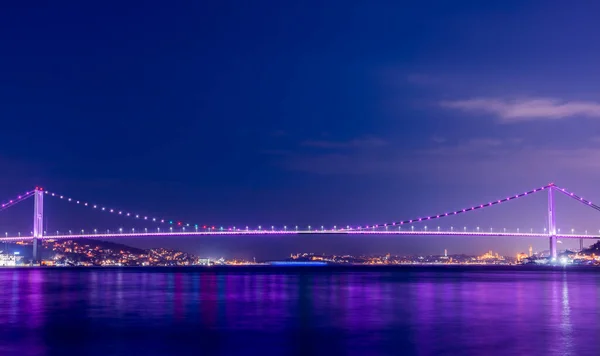 Istanbul Bosphorus Bridge (15th July Martyrs Bridge) sunset view. Istanbul, Turkey.