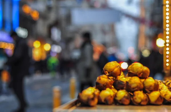 Rostade Kastanjer Taksim Istanbul Turkiskt Namn Kestane — Stockfoto