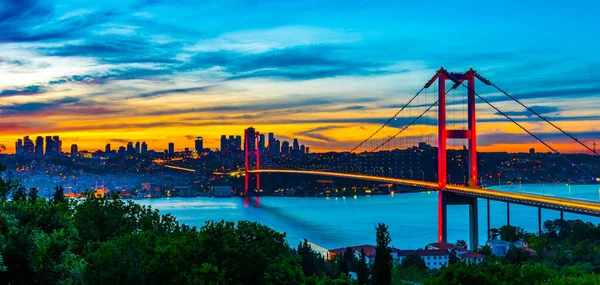 Stanbul Turkey Günbatımında Stanbul Boğazı Nın Panoramik Manzarası Stanbul Boğaz — Stok fotoğraf