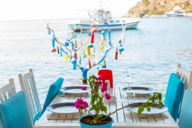 Gumusluk, Bodrum 'da bir restoran. Mugla, Türkiye.