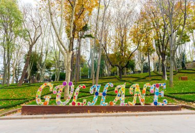 GULHANE PARK. Gulhane Park is a historical urban park in the Eminonu district of Istanbul, Turkey. clipart