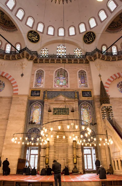 Istanbul Turkey February 2016 Pemandangan Interior Masjid Suleymaniye Suleymaniye Camisi — Stok Foto