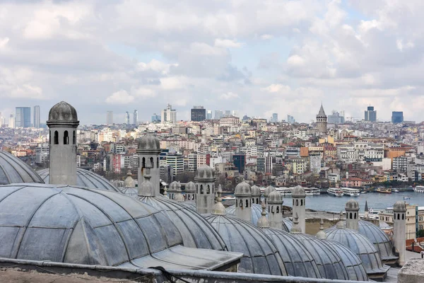 Istanbul Turquie Février 2016 Vue Panoramique Istanbul Tour Galata Pont — Photo
