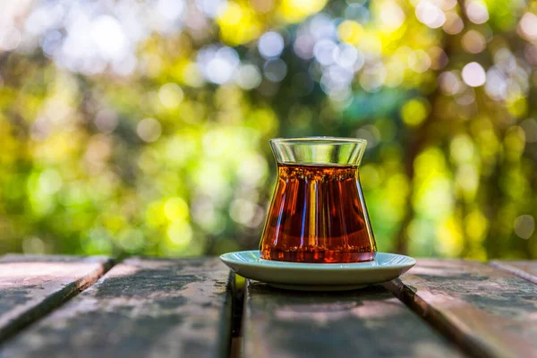 Turkish Tea Stillife Natáčení Turecký Čaj Zeleným Pozadím — Stock fotografie