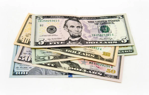 Různé Bankovky Amerických Dolarech 100 Dolarů — Stock fotografie