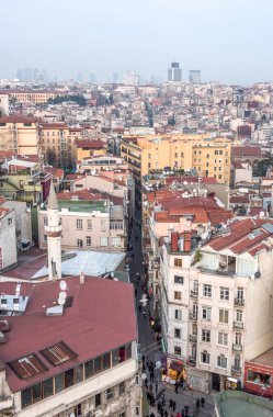 İSTANBUL, TURKEY - 2 Eylül 2017: Galata Kulesi 'nden İstanbul' un panoramik manzarası. İstanbul, Türkiye.