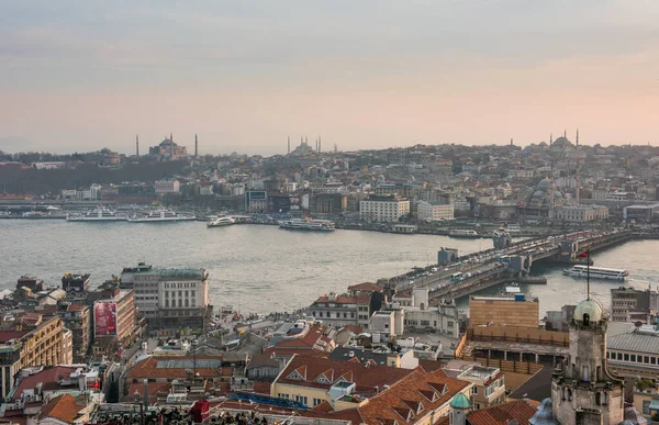 Istanbul Turquia Setembro 2017 Vista Panorâmica Chifre Ouro Torre Galata — Fotografia de Stock