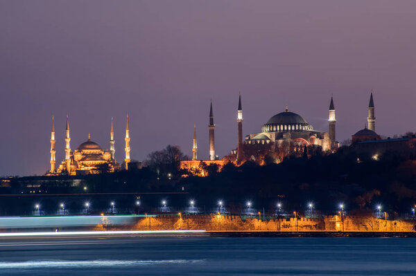 Hagia Sophia and Blue Mosque. Istanbul, Turkey.