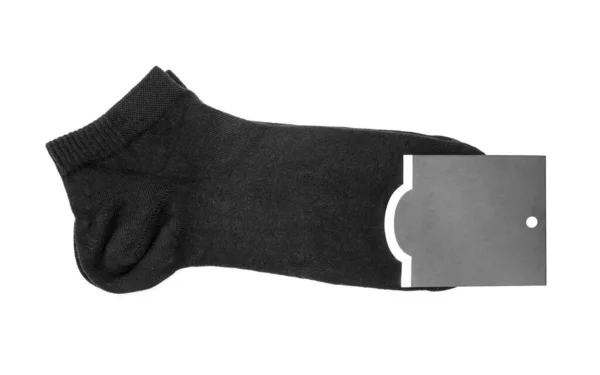 Schwarze Socken Mit Anhänger Auf Weißem Hintergrund — Stockfoto