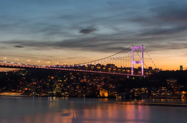 Pont Fatih Sultan Mehmet Coucher Soleil Istanbul Turquie — Photo