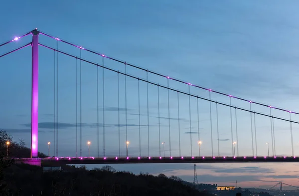 Pont Fatih Sultan Mehmet Coucher Soleil Istanbul Turquie — Photo