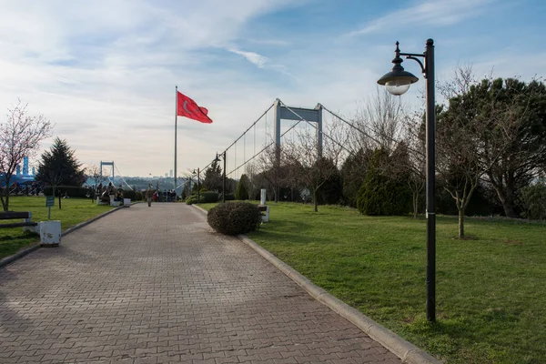 Vista Del Bósforo Estambul Desde Otagtepe Puente Fatih Sultan Mehmet — Foto de Stock