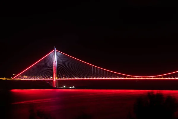 Yavuz Sultan Selim Bridge Stambule Turcja Widok Zachodu Słońca Mostu — Zdjęcie stockowe